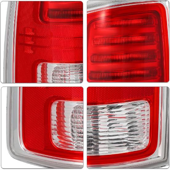 LED Tail Light Assembly for 2013-2018 Dodge Ram 1500/2014-2018 Ram 2500 3500 with LED Bulbs, Clear Red Lens Right Passenger and Left Driver Side