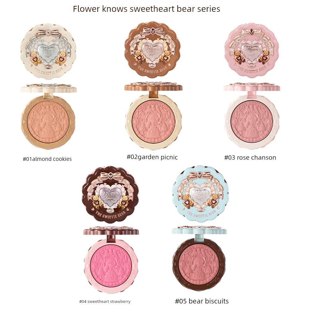 Floral Whisper Sweetheart Little Bear Silk Satin Embossed Blush with a Light and Clear Finish, Color 01 Almond Cookie, 03 Rose Chanson for Women