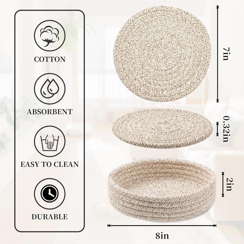 Trivets for Hot Dishes Trivets for Hot Pots and Pans Cotton Coasters 4 Pcs and Storage Basket 1 Pack Pot Holders for Kitchen Hot Pads for Table
