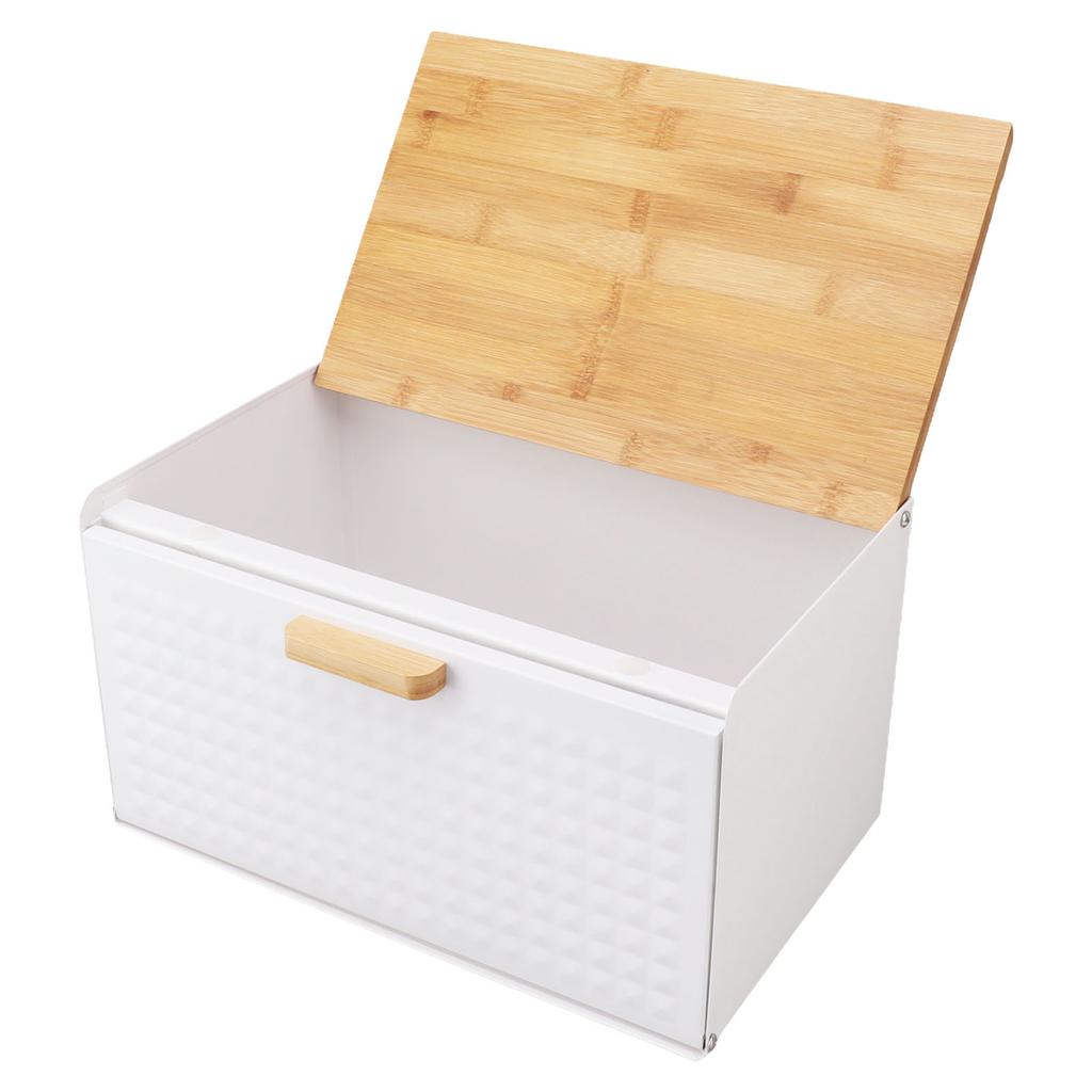 Wooden Bread Box Natural Vintage Heavy Duty Large Capacity Bread Storage Bin for Kitchen Countertop White