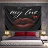 For You My Love Lips Heart Tapestry Wall Hanging Romantic Red Love Decor for Bedroom Living Room Anniversary Gift