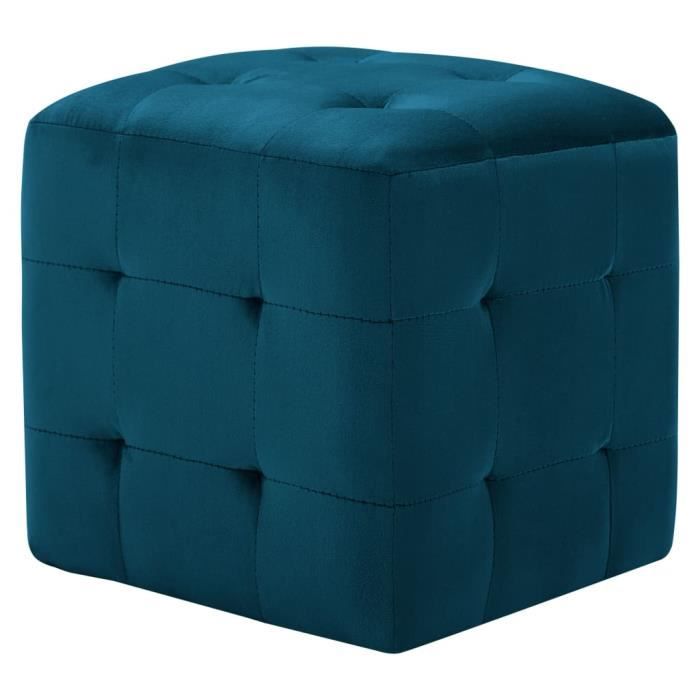 VidaXL 2 pcs Poufs Bleu 30 x 30 x 30 cm Tissu velours
