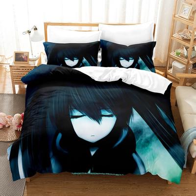 Zwart Rock Shooter Anime Comfortabel Dekbed Dekbedovertrek Kussensloop Beddengoed Set Kinderkamer Decoratie Huis Textiel