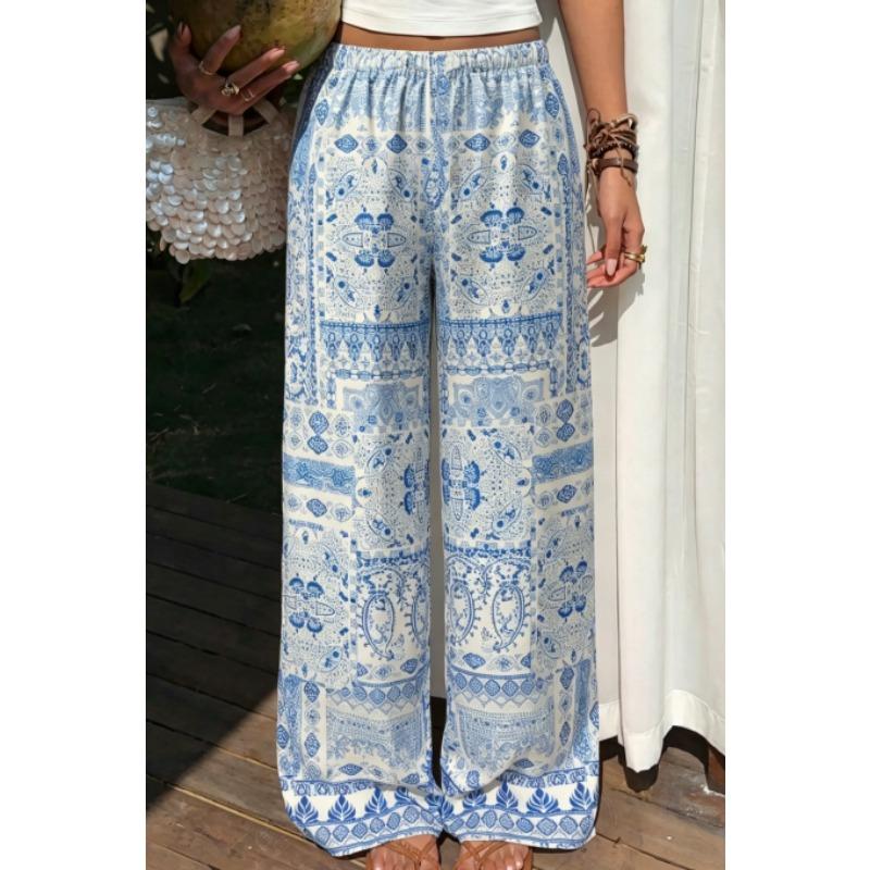 Summer Fashion Brother Ethnic Style Bohemian 3D Printed Loose Straight Leg Pants Street Sports and Leisure Pants