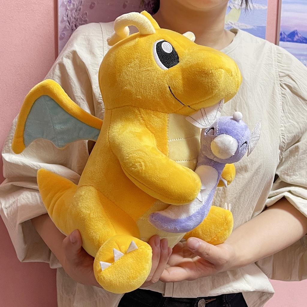 Pikachu Plush Charizard Dragonite Holding Dratini Stuffed Doll Peluches Tyranitar Cute Version Anime Peluche Toys Gifts