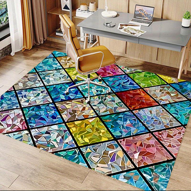 1PC Stained Glass Mosaic Extra Large Non Slip Floor Carpet, Office, Family, Bedroom, Large Area Rug Indoor Rugs, Vibrant Colors