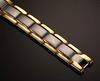 Rockyu Bracelet for Men - Stainless Steel with Gold and Silver Combination - Stylish Wide Plate Design - Hypoallergenic - Perfect Gift for Birthdays,