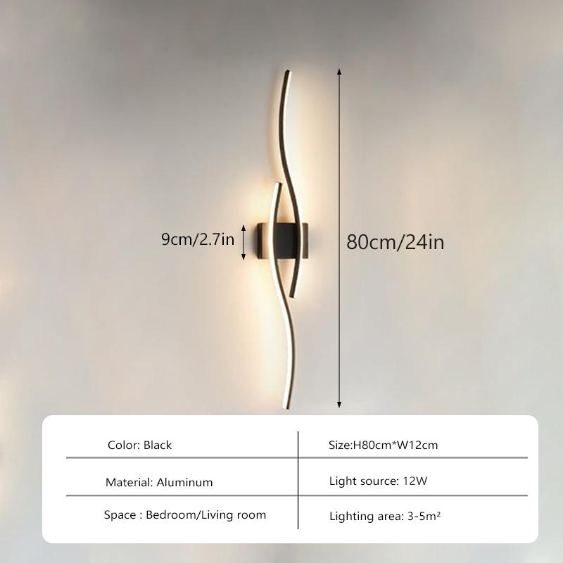 LED Wireless Wall Light Warm Light For Sofa Living Room TV Background Wall Light Luxury Decor Long Line Bedroom Bedside Lighting