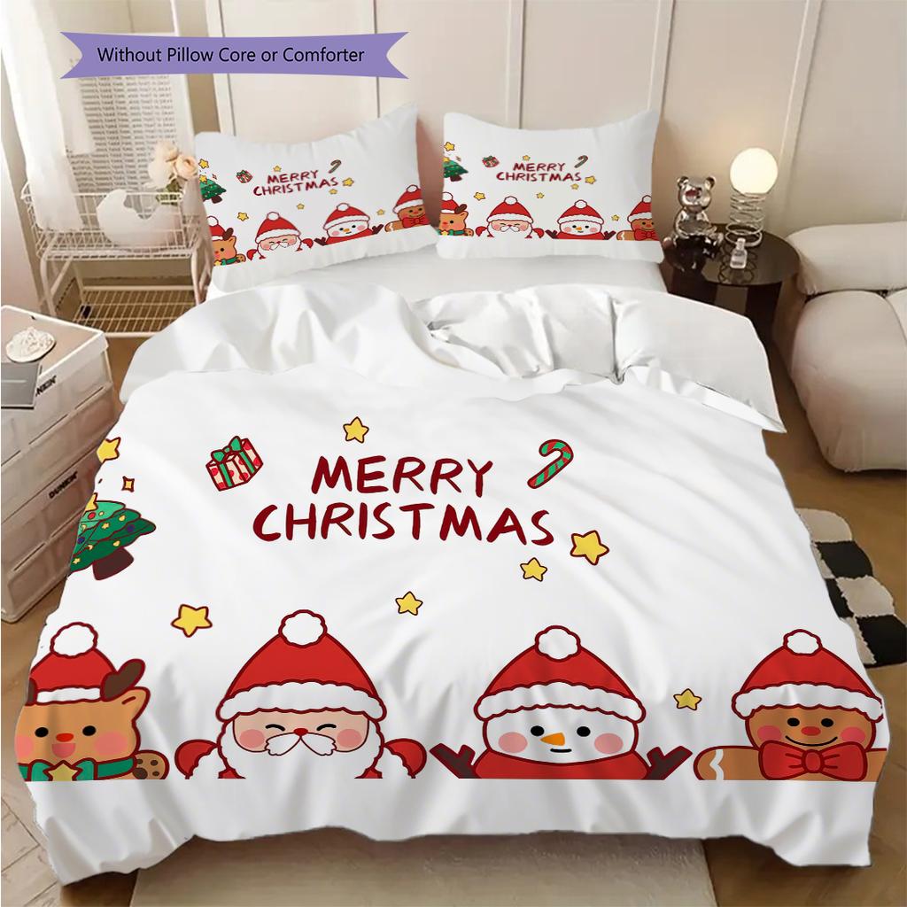 1PC Christmas theme pattern Bedding Quilt Set Quilt Cover Pillowcase Home Decoration Birthday Gift (1 * duvet cover + 2 * pillowcase, without core)