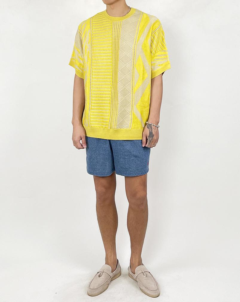A MADE Weaving Mix Cable Oversized Knit (Butter Yellow)