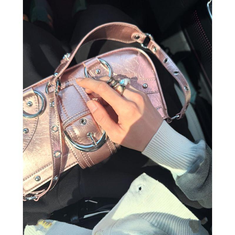 

Толстая Самодельная Летняя Новинка Южная Корея Нишевая Универсальная Личность Трендовая Универсальная Гару Подмышечная Наплечная Мотоциклетная Сумка Rose powder