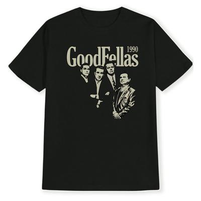 Vintage Herren GoodFellas 1990 Grafik Baumwoll T-Shirt Herren Damen Re Baumwolle T-Shirts Druck Kurzarm Übergröße Locker