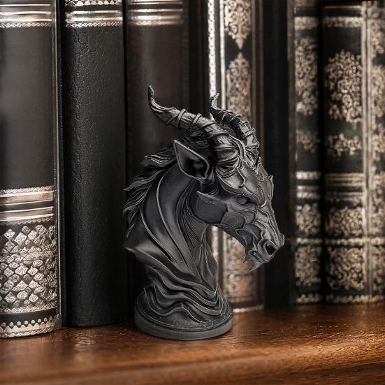 Dark Sheep-Headed Ornament, 3D Printed Gothic Devil Sculpture, with Detailed Horn Texture Desktop Statue, for Home Decoration