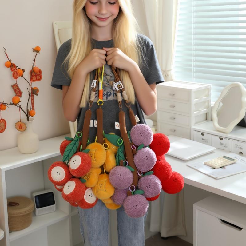 A Bunch Of Grapes,Tomatoes,Litchi Plush Toys Creative Pendant Soft Stuffed Fruit Can Be Separated Dolls Car Home Decor Gift