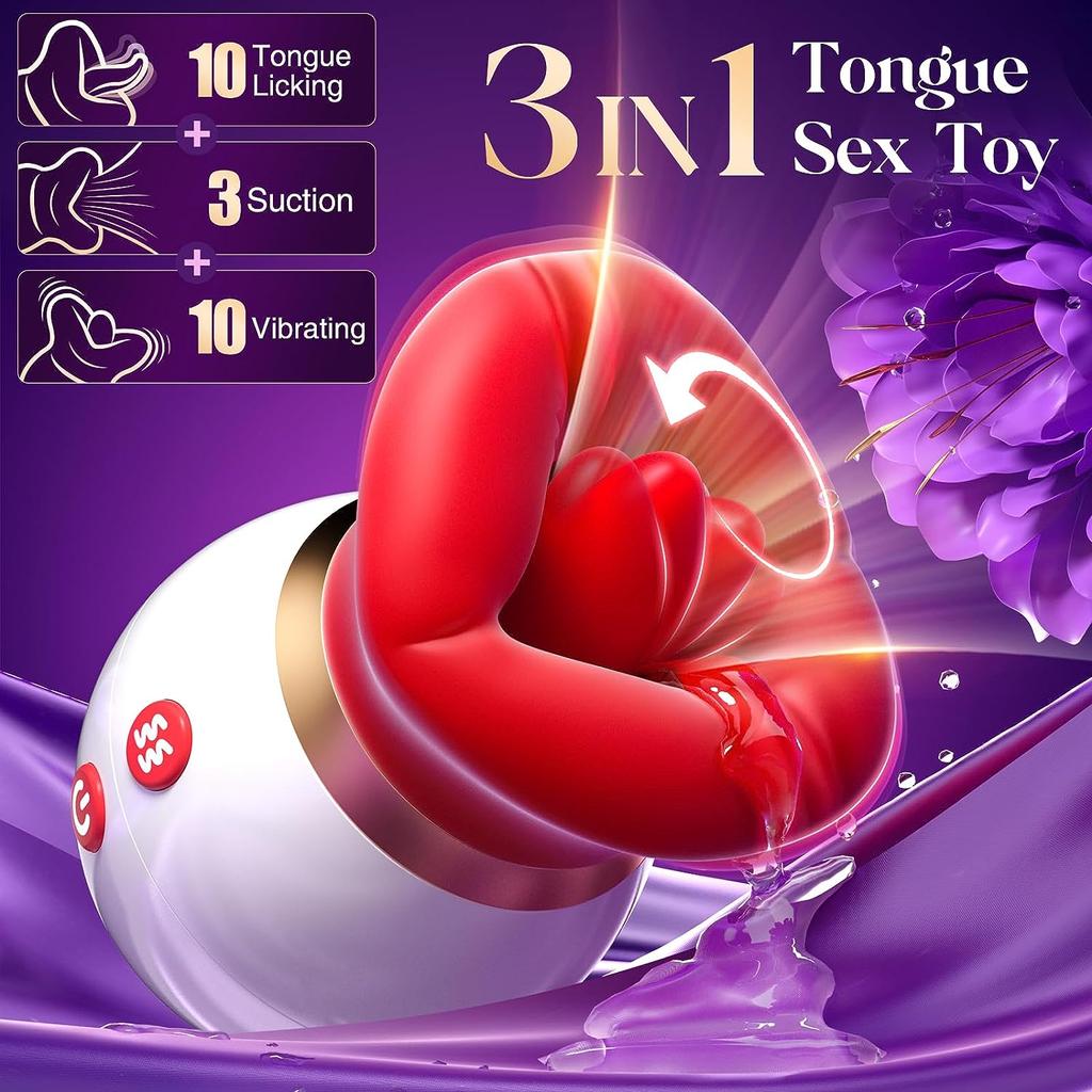 Rose-Vibrator Adult Sex Toys for Women Mouth Sucking Vibrators Tongue Licking Sucking Anal Clit Nipple Vibration Female Couples
