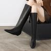 Fashion 2024 New Retro Women Boots Autumn Winter Slip-On Boots for Women Square Toe Basic Shoes Winter Modern Knee-high Boots