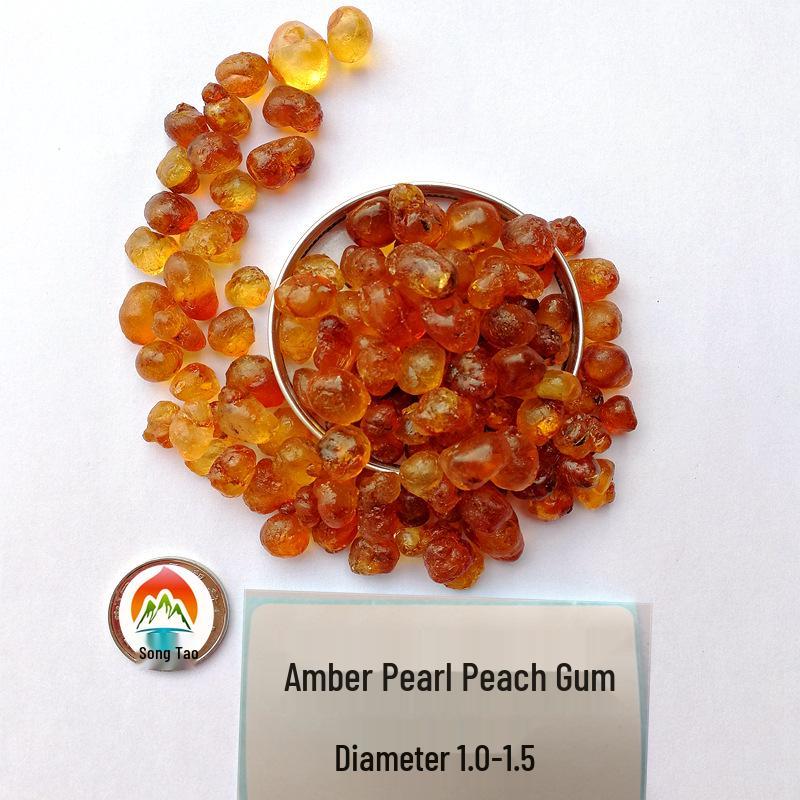 Amber Peach Gum: High Expansion, Mixed Quality, Freshly Stewed, Available in Large, Medium, Small Pearl Sizes