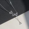 Elegant Three Heart Pendant Necklace with Tassel Delicate Layering Chain Minimalist Design Gift for Her