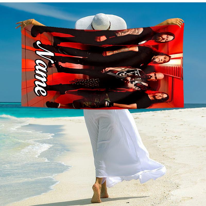 Personalized customized proof beach towel with Slayer band pattern - soft, absorbent,quick-drying,perfect swimming,camping&bathing