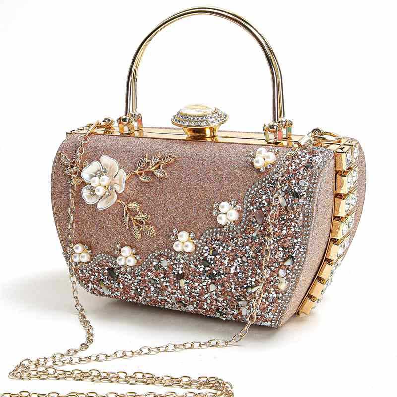 New Arrival Flower Crystal Wedding Bridal Clutch Purse Luxury Designer Women'S Dinner Party Cocktail Handbags Diamond Bags