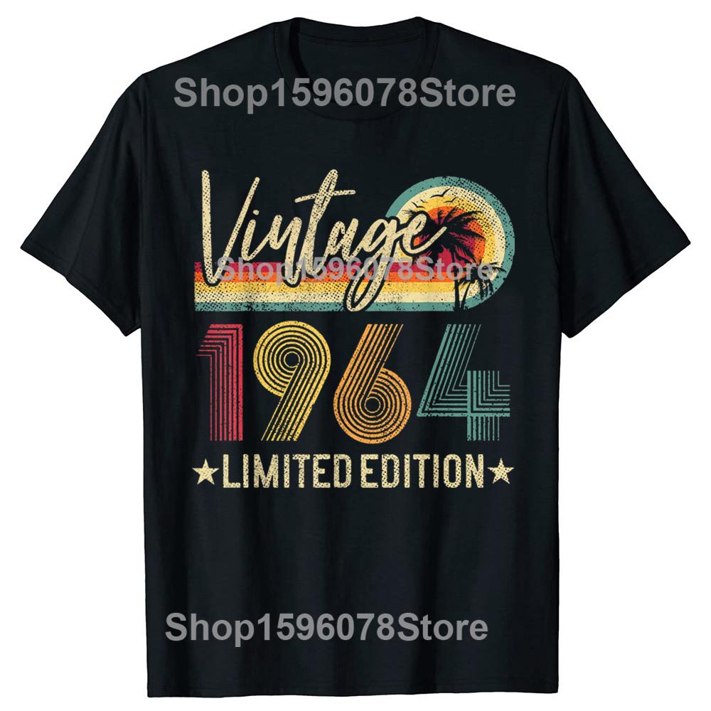 Vintage 1964 62th Birthday Gift 62 Years Old Limited Edition T Shirt Graphic Cotton Streetwear Short Sleeve Summer Style Tshirt