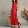 JPNTKY Women's Fashion Summer Spring Solid Color Print V-Neck Short Sleeve Casual Dresses