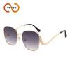 Two circles, personalized metal with diamonds, curved legs, sunglasses, women's European and American festival parties wear sunglasses T