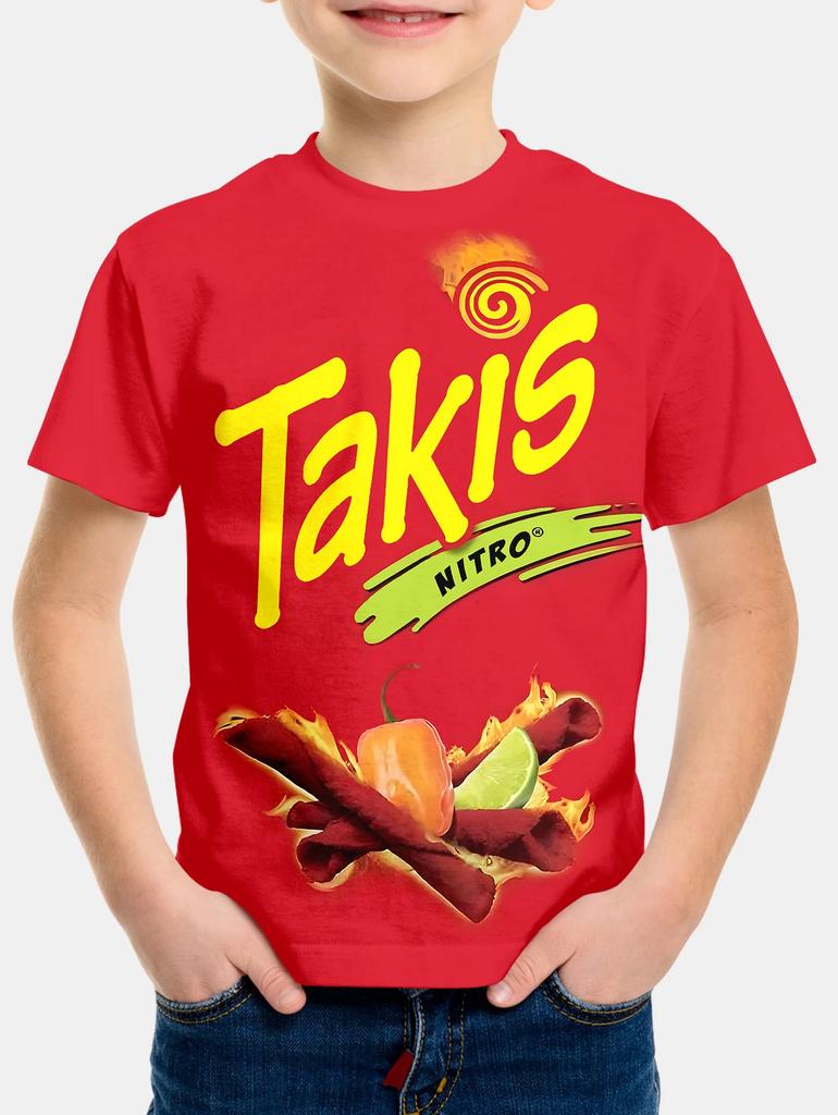 Divertente Creativo Patatine Stampa 3D Takis Personalizzato Moda Bambini Maglietta Girocollo Manica Corta Ragazzi Ragazze Bambini Top Casual