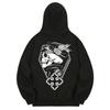 Khb0119 Ghost Skull Fleece Hoodie - Black