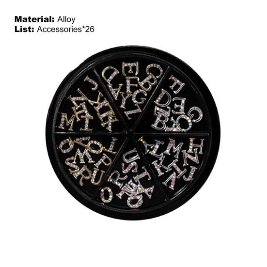 26Pcs Rhinestones Nails Studs Wear Resistant Remove Easily Manicure Accessories English Letters Nails