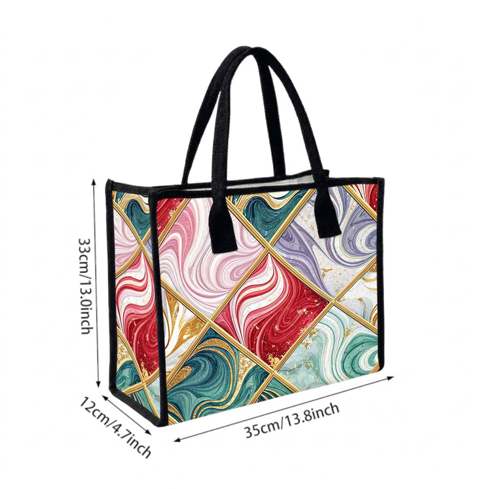Vintage Marble Pattern Tote Bag Women Daily Casual Large Capacity Outdoor Fashion Commute Shoulder Handbag