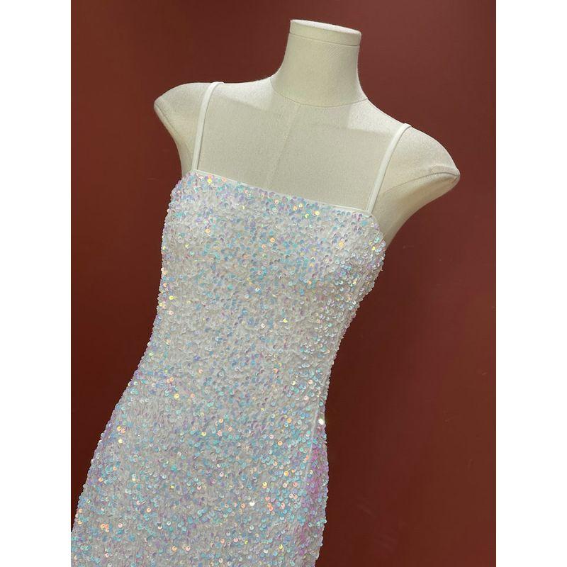 Fall 2024 Export Single NastyGal Heavy Industry Velvet Sequin Mermaid Enchantress High Slit Dress Dress