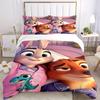 3pcs Nick & Judy and Pets Quilt Set - Soft and Comfortable Bedroom, Guest Room and Dorm Decor Bedding Set 1 Quilt Cover + 2 Pillowcases.S074