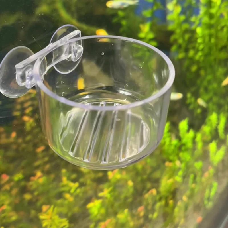 New Aquarium Decoration Hanging Fish Tank Mini Crystal Acrylic Glass Pot Polka Water Planting Cylinder Cup Feeding Accessories