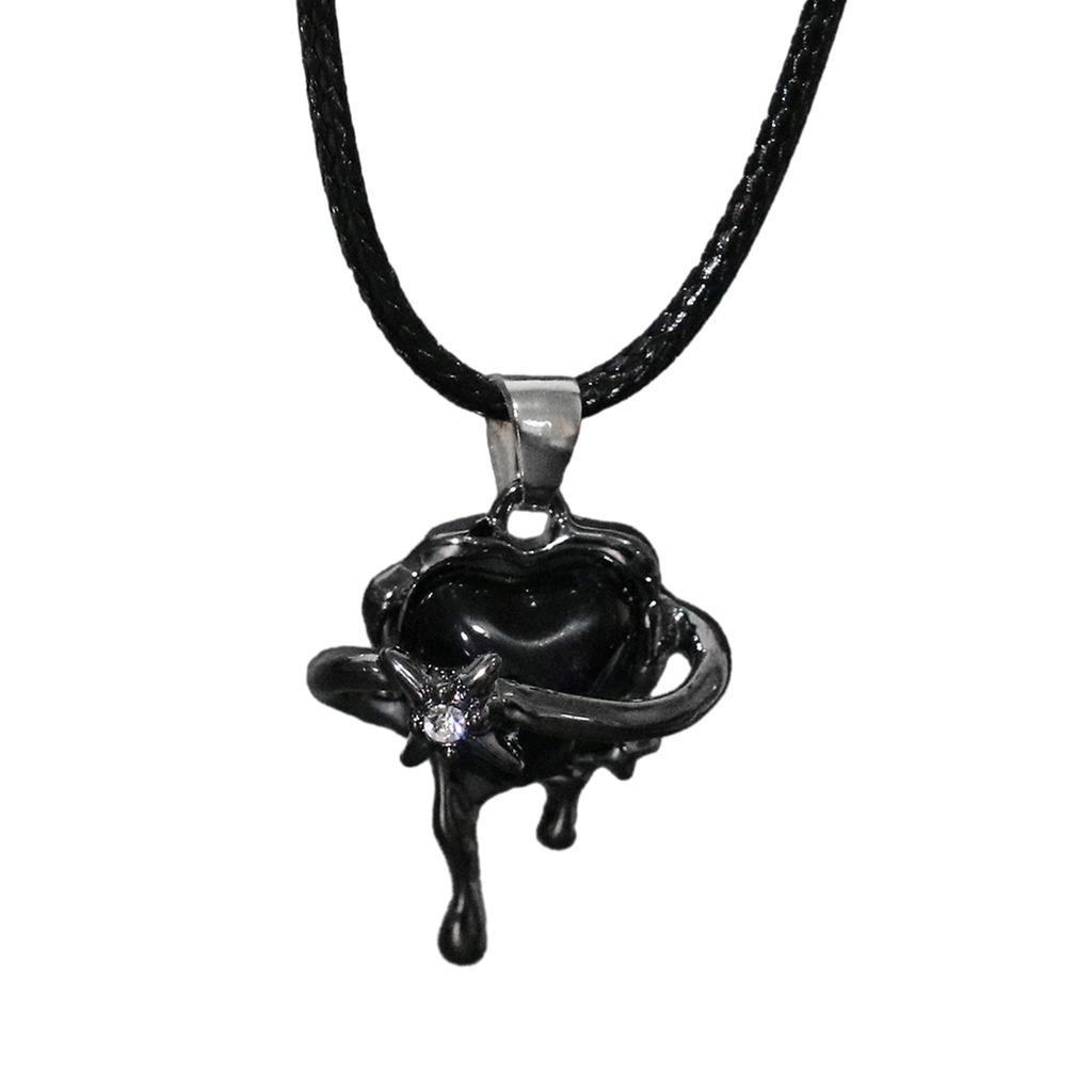 Gothic Liquid Heart Pendant Necklace Devil Eye Cross Choker Punk Devil Eye Clavicle Chain for Women Jewelry Accessories