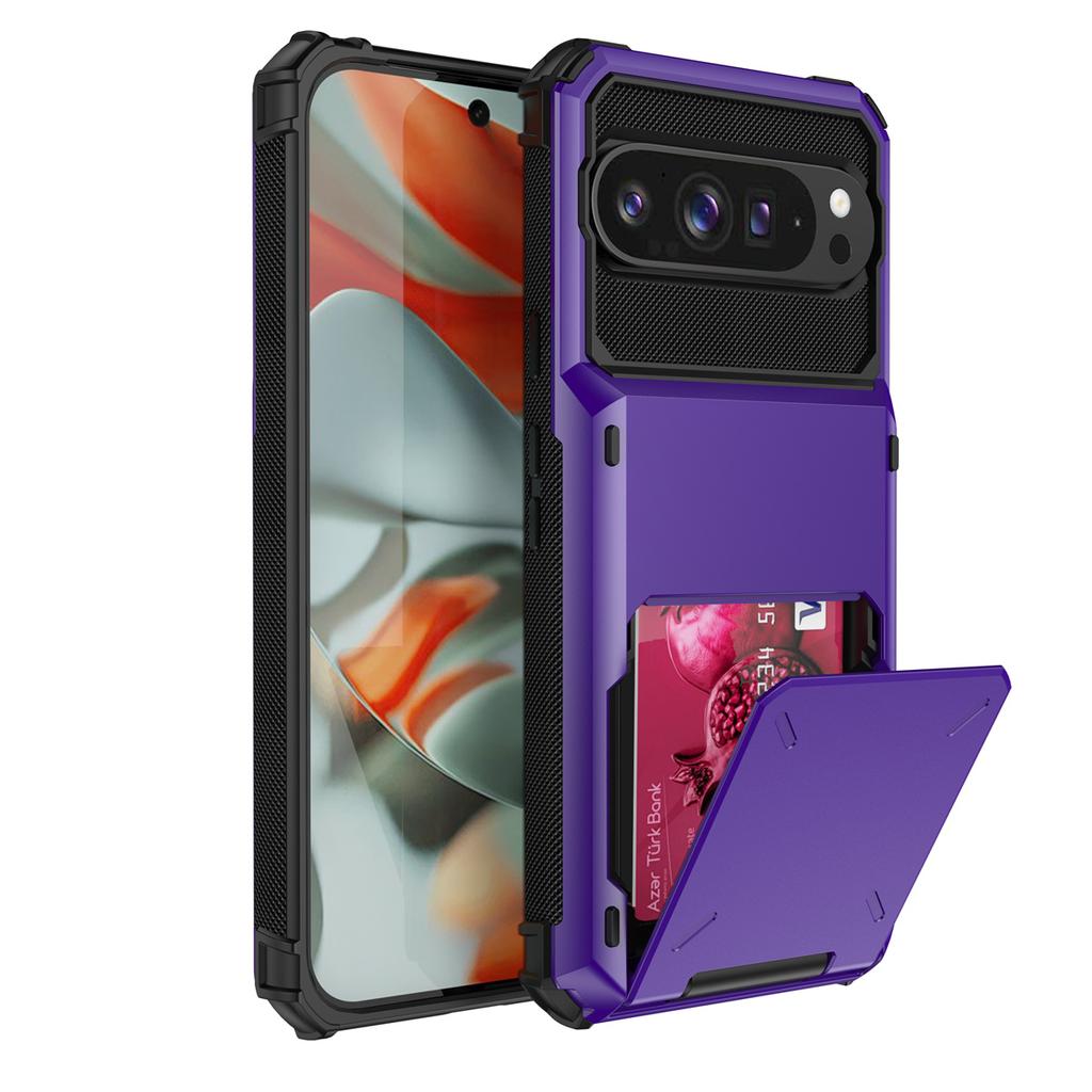 Flip-Portemonnaie Kartensteckplatz Stoßfeste Handyhülle aus Hart-PC + Weich-TPU für Google Pixel 9 9Pro 9ProXL 10 10Pro Pro XL Pixel10 Rückseite