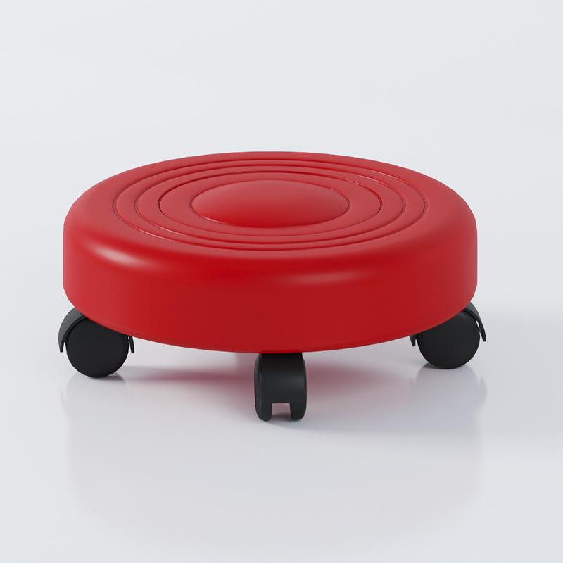 Adjustable Low Stool with Universal Wheels - Soft, Round, Mobile Stool for Home and Shoe Changing