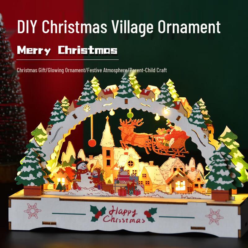 

Деревянное светящееся украшение для рождественского городка, сделай сам