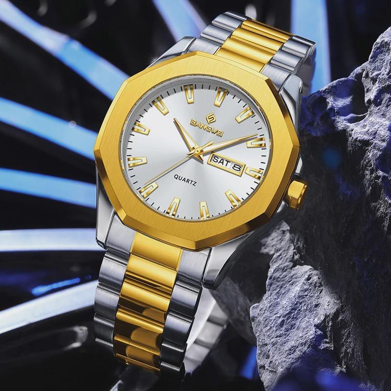 Luxury Men Wristwatch Waterproof Luminous Week Date Casual Man Clock Stainless Steel Quartz Fashion Men's Watches Reloj