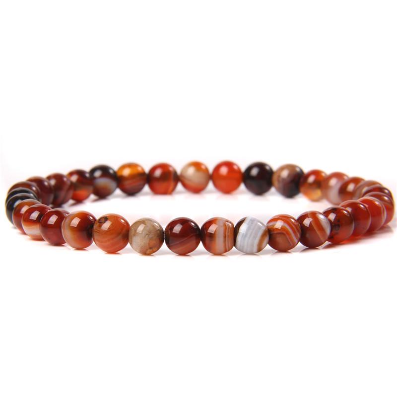 6mm Chakra Beads Energy Bracelet Natural Round Agates Onyx Stone Stretch Bracelet Bangles for Women Men Handmade Yoga