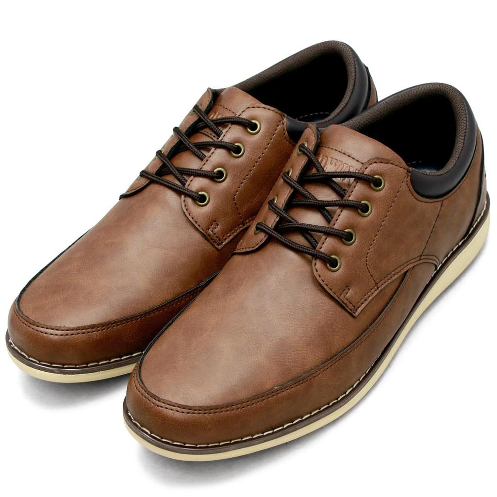 Edwin Leather Waterproof Casual and Business Lightweight Size Men's Sneakers, Shoes, Sole, Slip-Resistant, Lace-Up Oxfords, Brown, 28.0 (edm459)