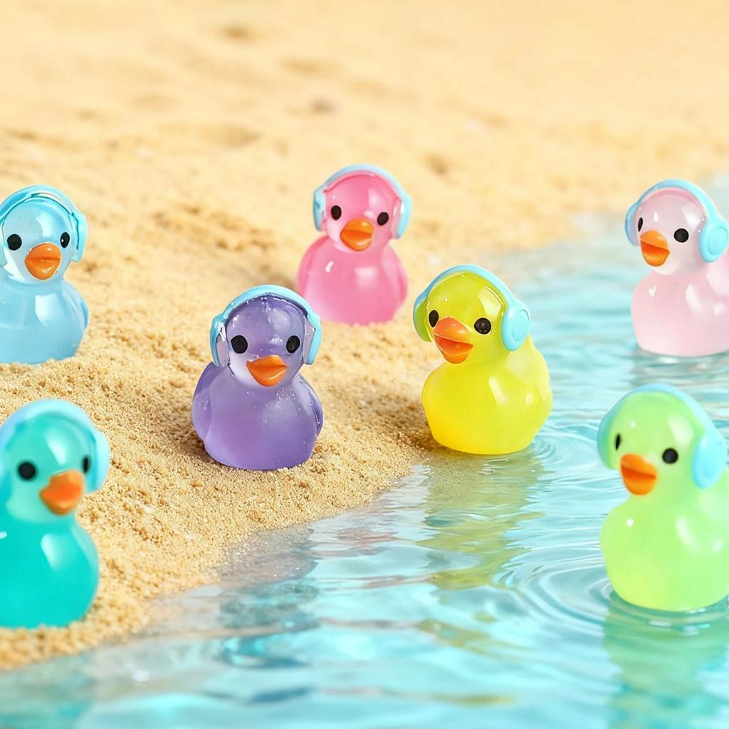 Canard Non Toxique Luminescent dans le Noir Avec Casque 10/20 Pièces Résine Lumineuse Décor Thème Musique Pour Jardin de Fées