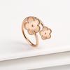 Opening Stainless Steel Gold Plated Botanical Plum Blossom Adjustable Ring Fashion for Woman Five Leaf Flower Jewelry Clover