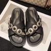 Women Solid Color Slippers Chain Platform Sandals  New Summer Ladies Flats Casual Home Slides Women Modern Slippers Shoes
