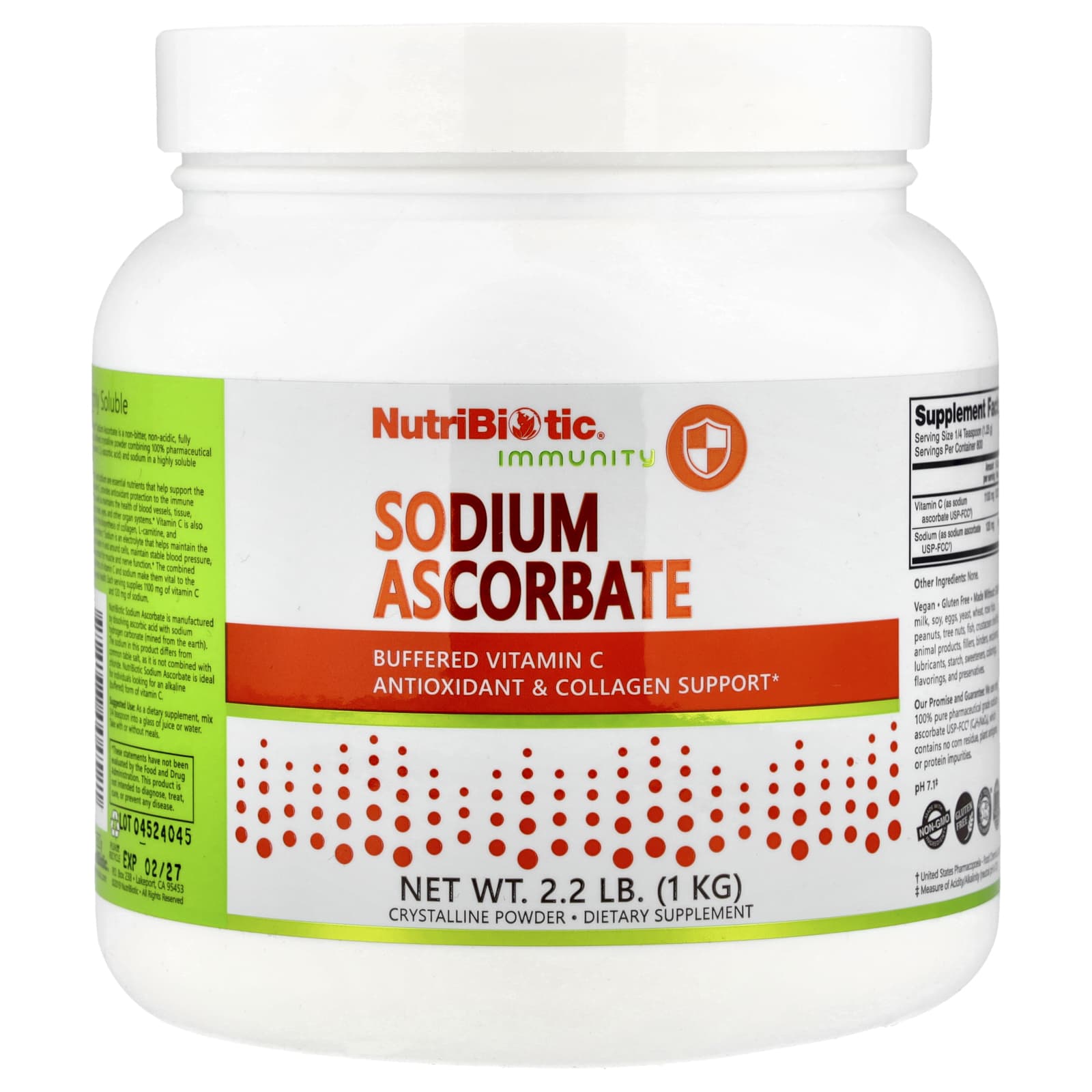 

Immunity, Sodium Ascorbate, Crystalline Powder, 1Kg(2.2Lb)