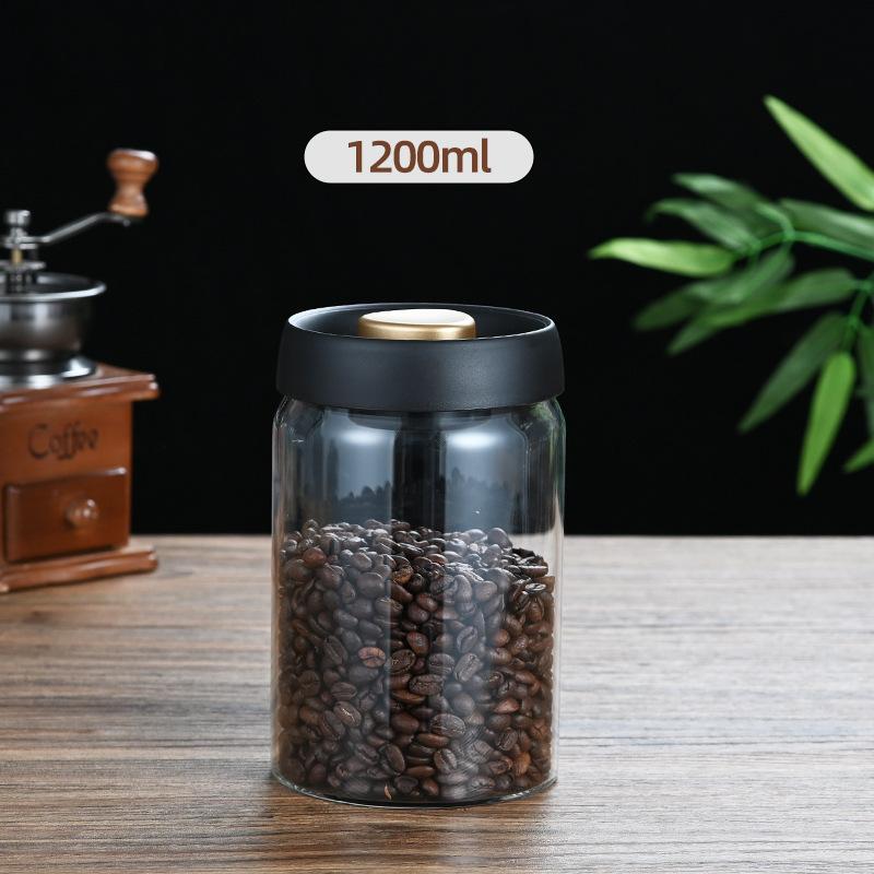 Coffee Beans Vacuum Sealed Tank Glass Sealed Jar Household Moisture-proof Air Extraction Airtight Container Household Coffee Set