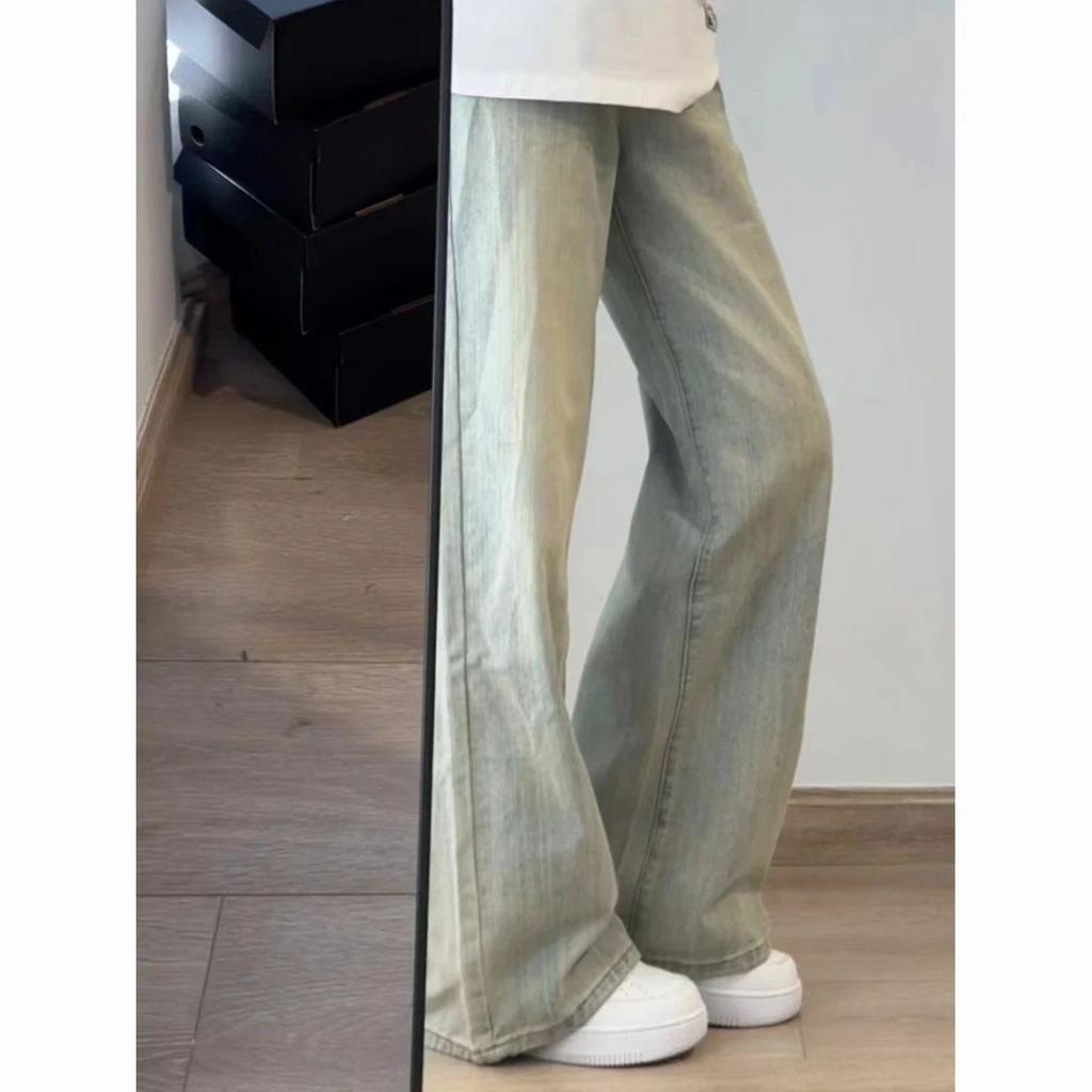 Women's High Waist Loose Slimming Jeans - Spring/Summer Straight Leg, Washed Narrow Leg, Wide Leg, Floor Length