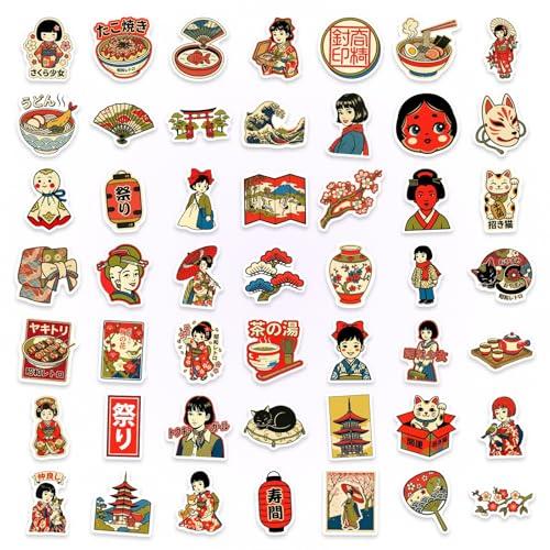 Showa Retro Japan Japanese Culture Kimono Yukata Geisha Geiko Cuisine Style Inbound Sticker (50 Pieces B Type)