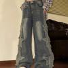 Spring New Star Design Jeans Women Fashion Vintage All-match Wide Leg Pants Women Loose Hip-hop Woman Trousers