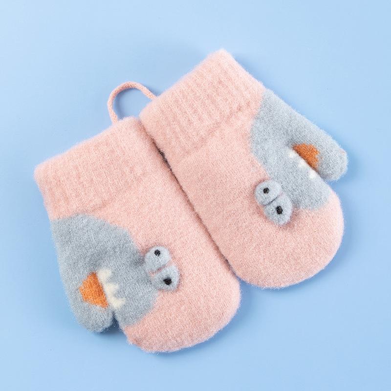Xuehuaxiu Kinder-Thermohandschuhe, niedliche Cartoon-Strickhandschuhe zum Umhängen, doppellagige, verdickte Samthandschuhe im Großhandel